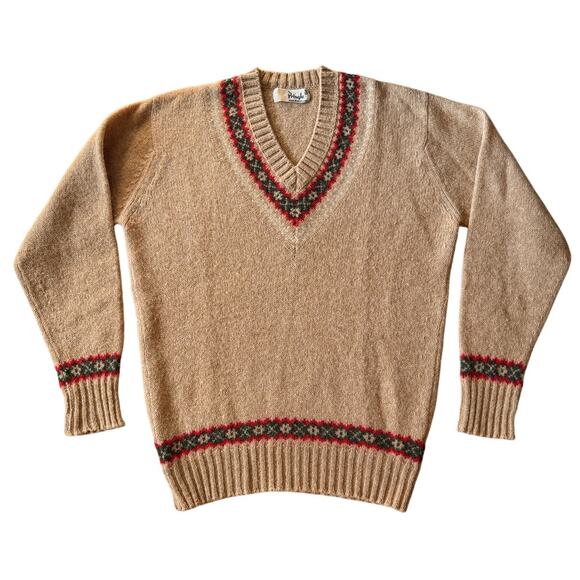 Vintage Pringle Nordic Sweater V Neck Pullover Retro Scotland Grandpa Cabincore - Picture 1 of 7